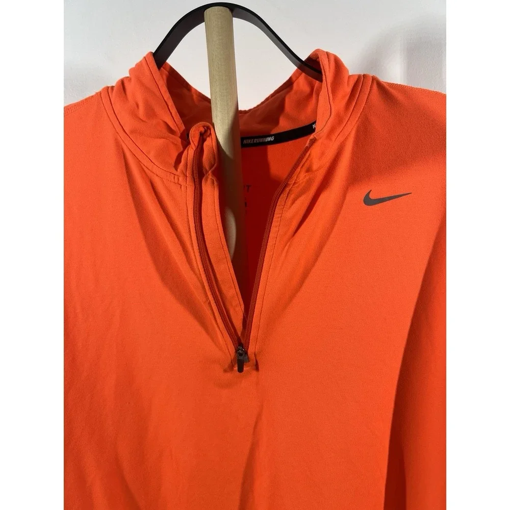 Nike Dri-FIT Running 1/4 Zip Pullover Mens Large Orange Long Sleeve 504606-853